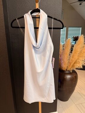 a new day Light Blue Backless Cowl Neck Mini Dress